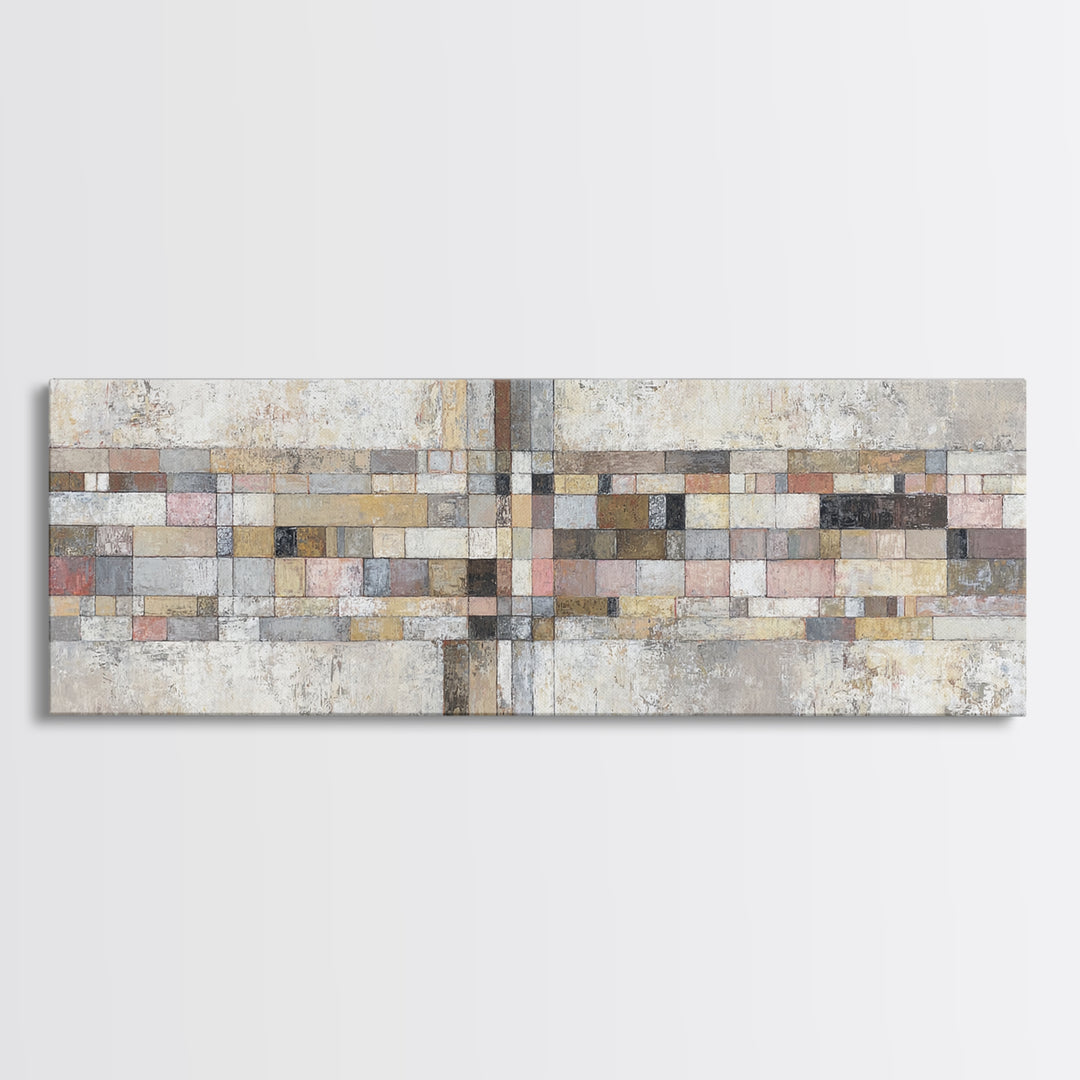 Quilt Pattern Folk Art Composition Canvas Print, Bed and Breakfast Art, Fine Art Print, Living Room Decor, Fine Art, BAB-3x1-3