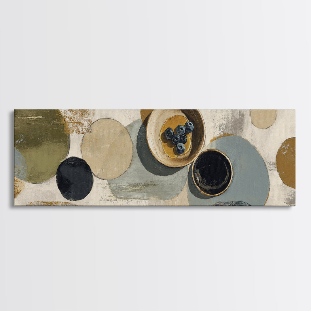 Blueberry Pancakes Still Life Canvas Print, Bed and Breakfast Art, Textured Painting, Living Room Decor, Fine Art, BAB-3x1-48