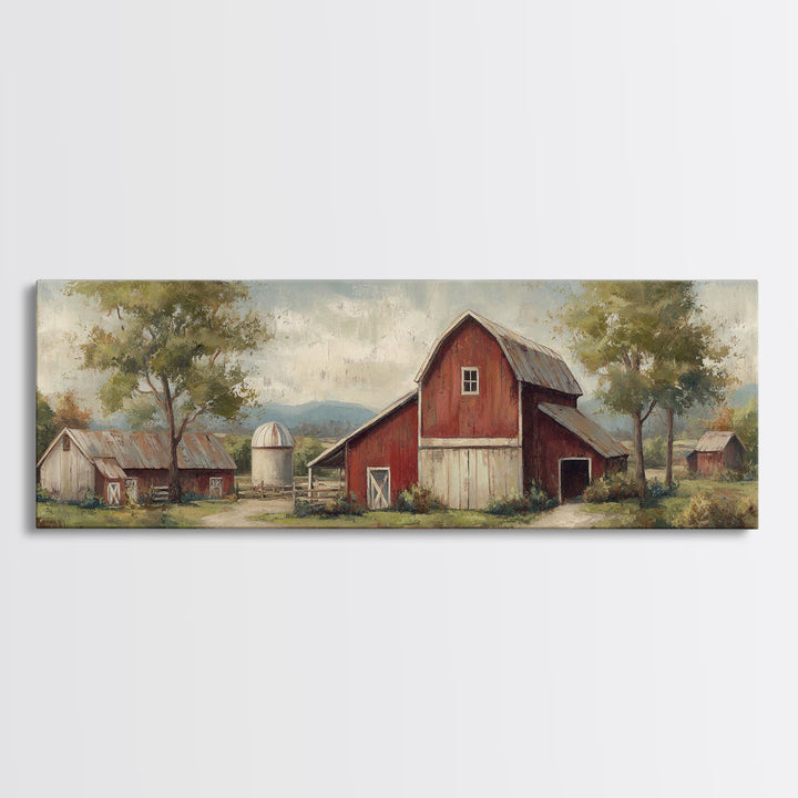 Apple Orchard Scene Framed Canvas Print, Bed and Breakfast Art, Coffee Wall Art, Living Room Decor, Fine Art, BAB-3x1-53