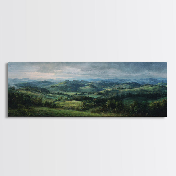 Classic Landscape with Rolling Green Hills Canvas Print, Bed and Breakfast Art, Luxury Decor, Living Room Decor, BAB-3x1-64