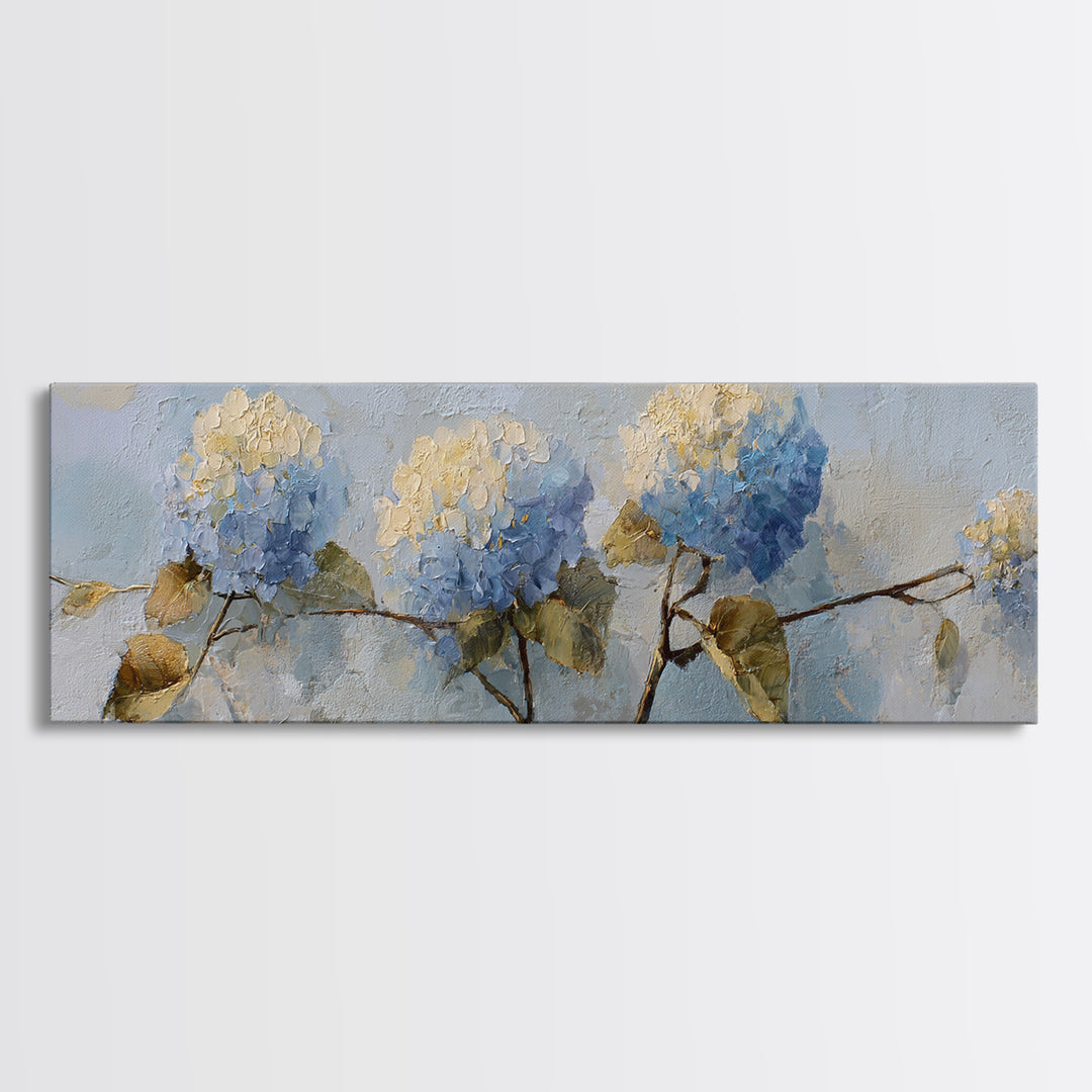 Sunlit Hydrangeas on a Windowsill Canvas Print, Bed and Breakfast Art, Farmhouse Wall Decor, Living Room Decor, BAB-3x1-74