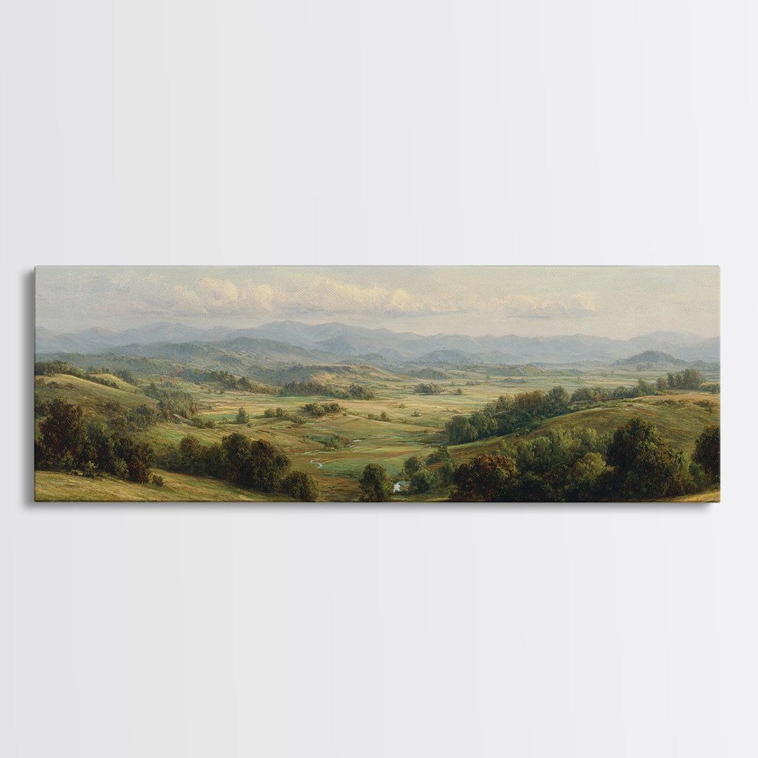 Classic Landscape with Rolling Green Hills Canvas Print, Bed and Breakfast Art, Wall Art, Living Room Decor, Fine Art, BAB-3x1-88