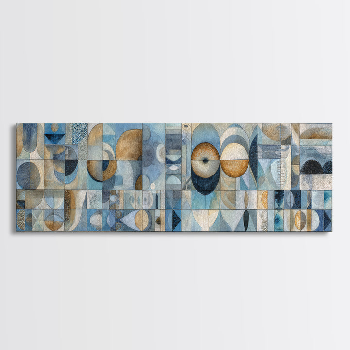 Quilt Pattern Folk Art Composition Framed Canvas Print, Bed and Breakfast Art, Printable, Living Room Decor, Fine Art, BAB-3x1-99
