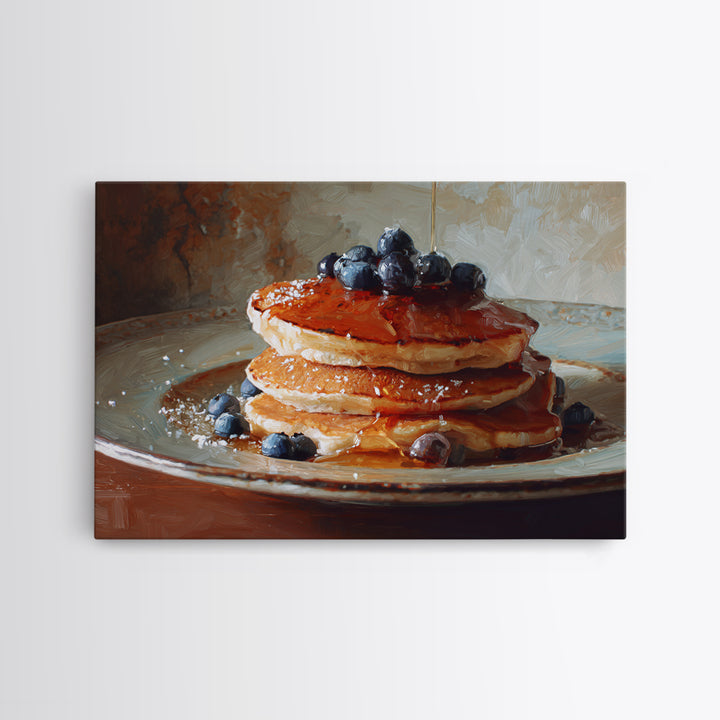 Blueberry Pancakes Still Life Canvas Print, Bed and Breakfast Art, Above Bed Decor, Living Room Decor, Fine Art, BAB-3x2-12