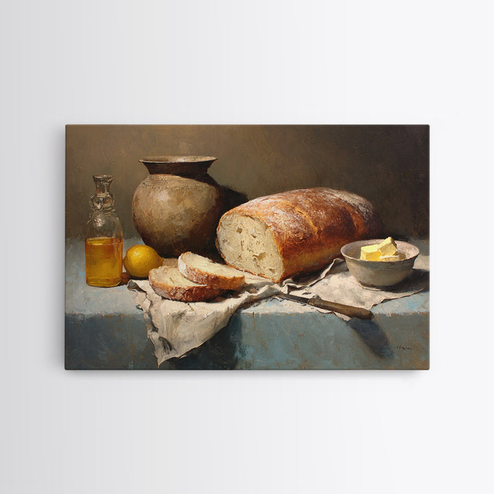 Freshly Baked Bread Framed Canvas Print, Bed and Breakfast Art, Farmhouse Wall Art, Living Room Decor, Fine Art, BAB-3x2-24