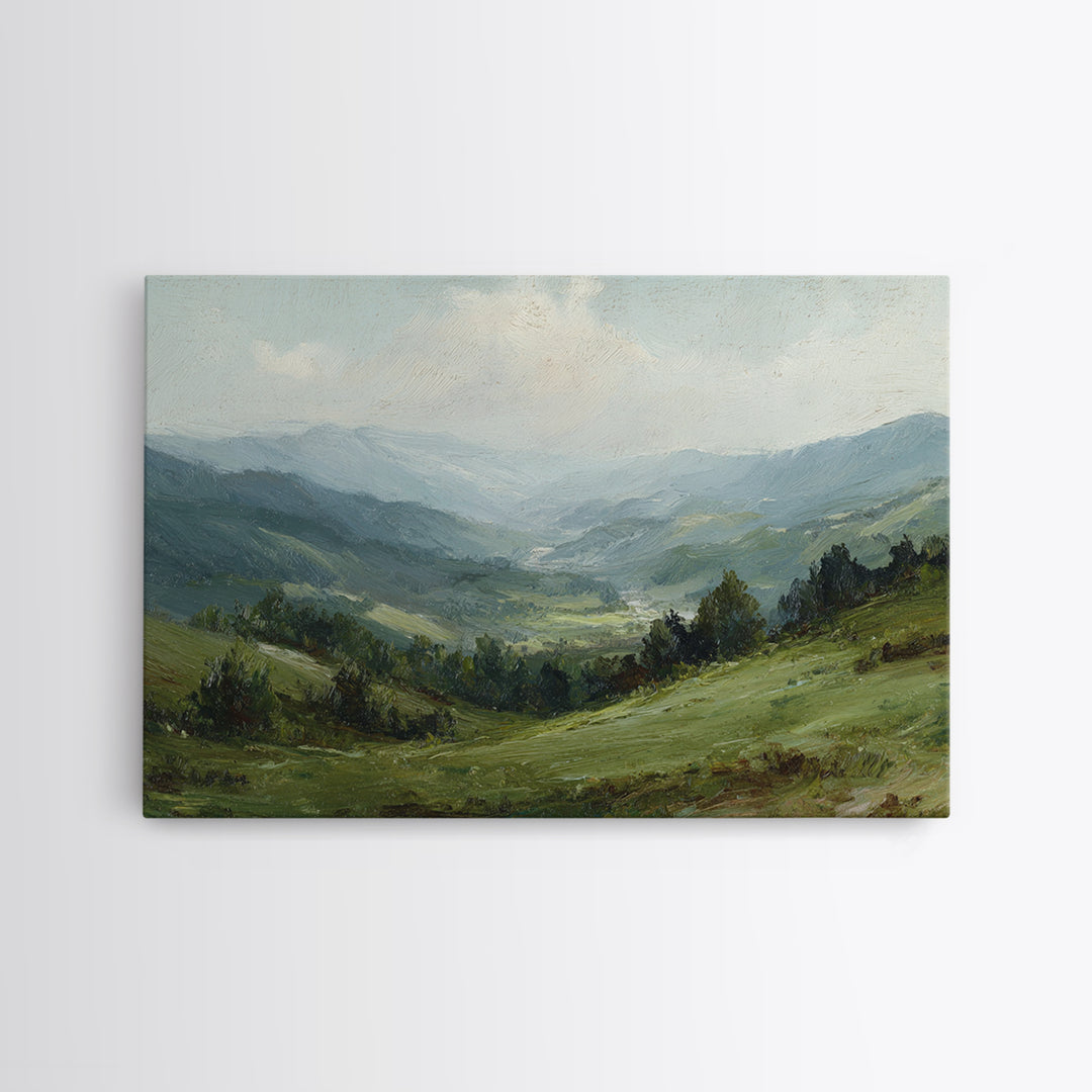 Classic Landscape with Rolling Green Hills Canvas Print, Bed and Breakfast Art, Bedroom Wall Decor, Living Room Decor, BAB-3x2-28