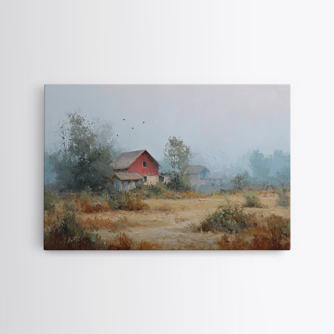 Old Farmhouse Landscape Framed Canvas Print, Bed and Breakfast Art, Room Decor, Living Room Decor, Fine Art, BAB-3x2-35
