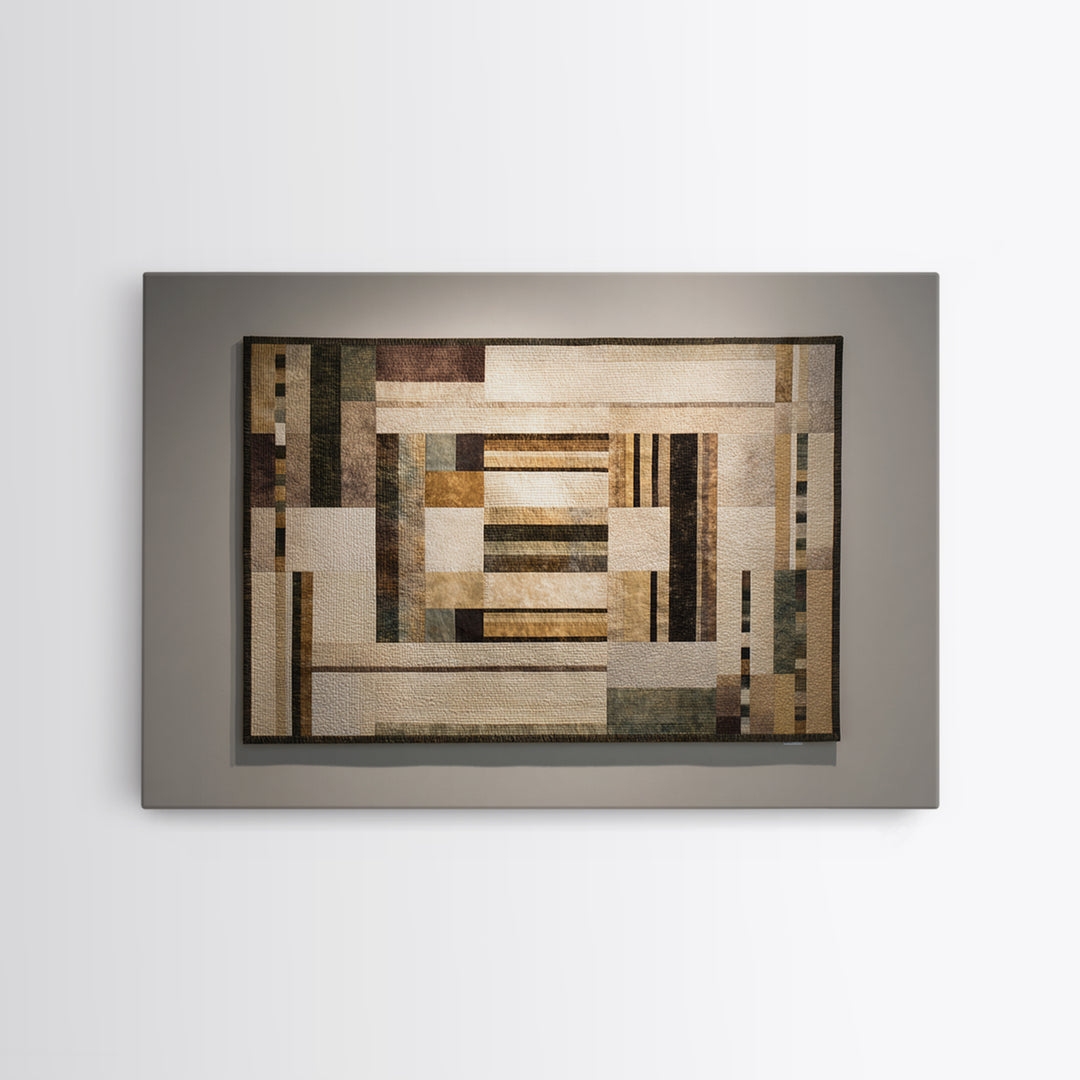 Quilt Pattern Folk Art Composition Framed Canvas Print, Bed and Breakfast Art, Contemporary Art, Living Room Decor, Fine Art, BAB-3x2-39