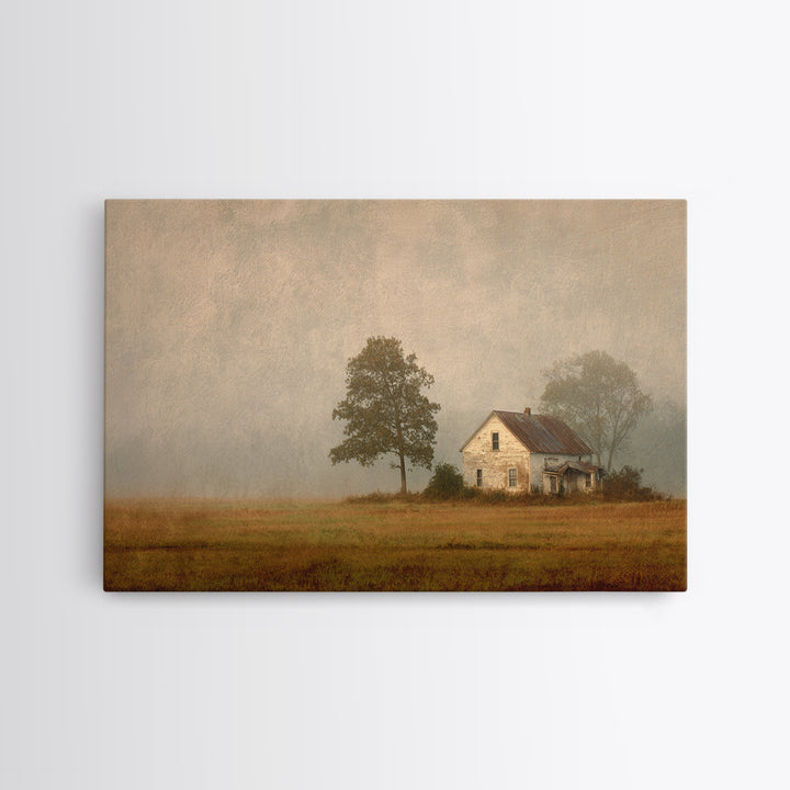 Old Farmhouse Landscape Framed Canvas Print, Bed and Breakfast Art, Digital Art, Living Room Decor, Fine Art, BAB-3x2-59