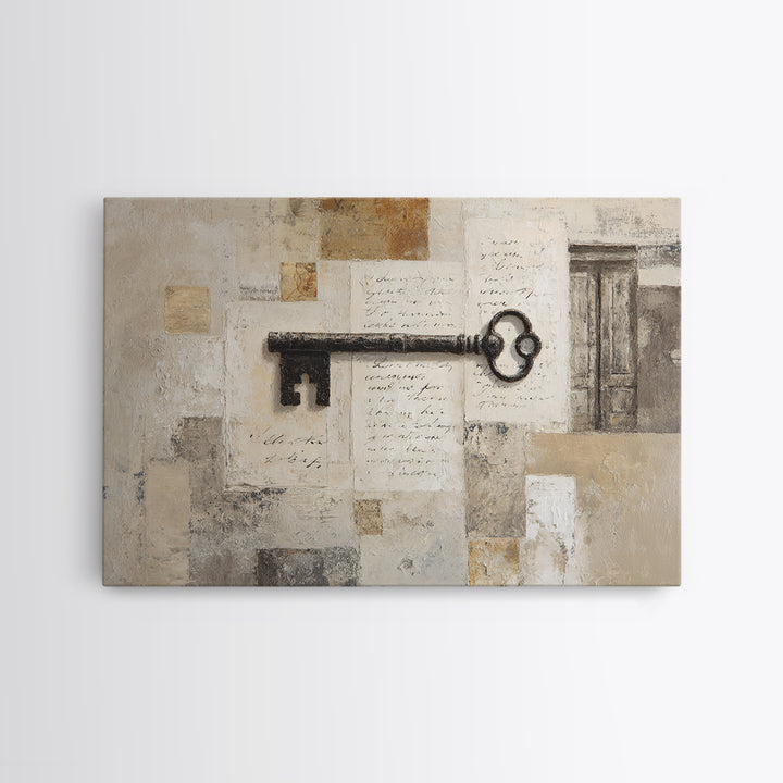 Antique Key and Handwritten Letter Arrangement Without Canvas Print, Bed and Breakfast Art, Bedroom Art, Living Room Decor, BAB-3x2-61