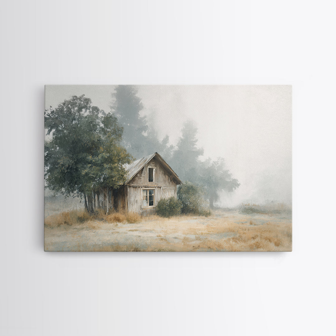 Old Farmhouse Landscape Canvas Print, Bed and Breakfast Art, Wood Wall Art, Living Room Decor, Oil Painting, BAB-3x2-83