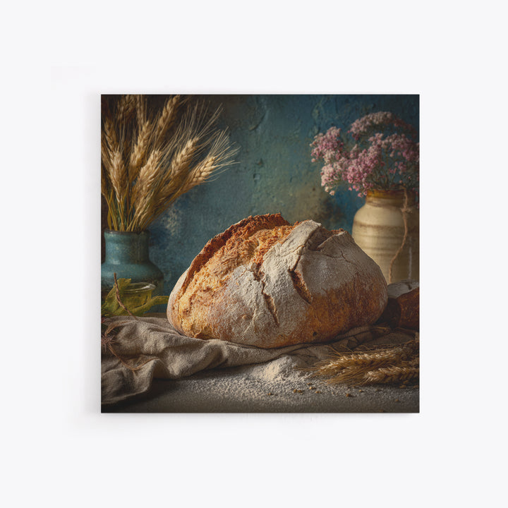 Rustic Loaf of Bread Framed Canvas Print, Bakery Art, Kitchen Wall Art, Bakery Decor, Oil Painting, Patisserie, BAK-1x1-28