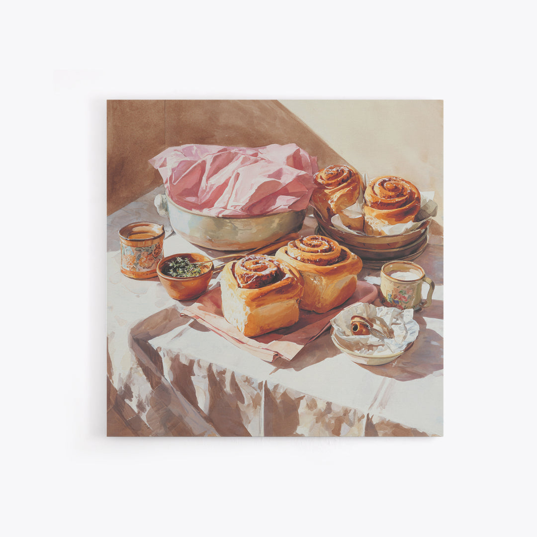 Cinnamon Rolls in a Warm Country Kitchen Canvas Print, Bakery Art, Digital Download Art, Bakery Decor, Fine Art, Patisserie, BAK-1x1-35