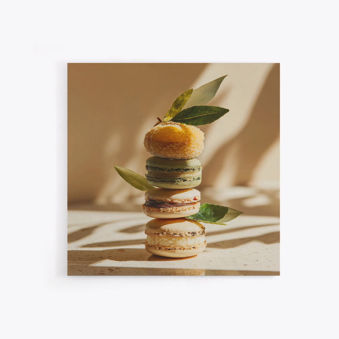 Single Perfect Macaron Tower Framed Canvas Print, Bakery Art, Bakery, Bakery Decor, Oil Painting, Patisserie, Minimalist Decor, BAK-1x1-51