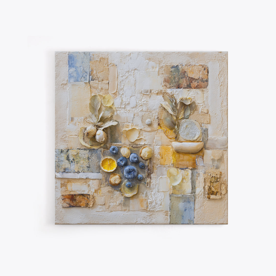 Blueberry Galette with Rustic Farmhouse Texture Framed Canvas Print, Bakery Art, Kids Art, Bakery Decor, Fine Art, Patisserie, BAK-1x1-71