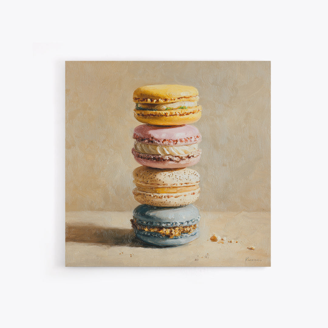 Single Perfect Macaron Tower Canvas Print, Bakery Art, Statement Artwork, Bakery Decor, Fine Art, Patisserie, Art Print, BAK-1x1-75