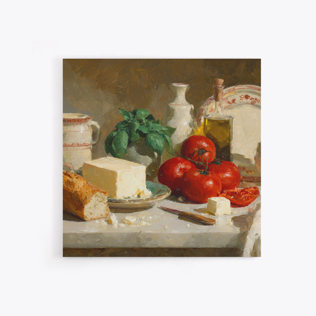 Baguette and Butter Still Life on Marble Framed Canvas Print, Bakery Art, Digital Print, Bakery Decor, Fine Art, Patisserie, BAK-1x1-8