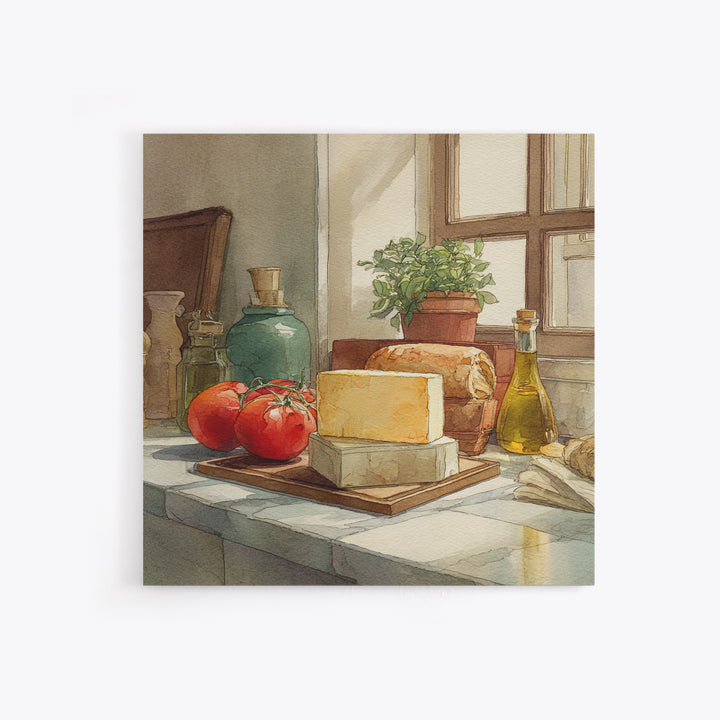 Baguette and Butter Still Life on Marble Framed Canvas Print, Bakery Art, Fine Art Print, Bakery Decor, Fine Art, Patisserie, BAK-1x1-80