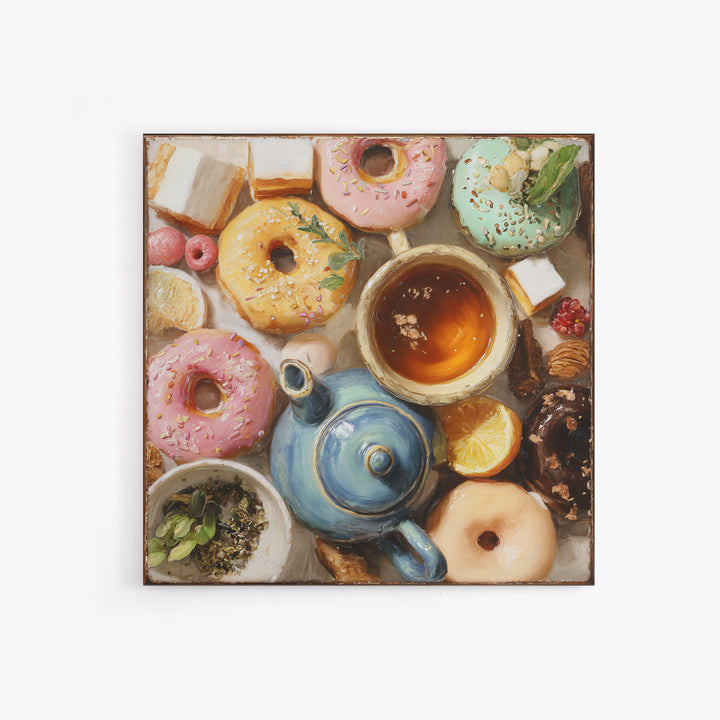 Whimsical Donut Assortment Canvas Print, Bakery Art, Statement Artwork, Bakery Decor, Fine Art, Patisserie, Art Print, BAK-1x1-9