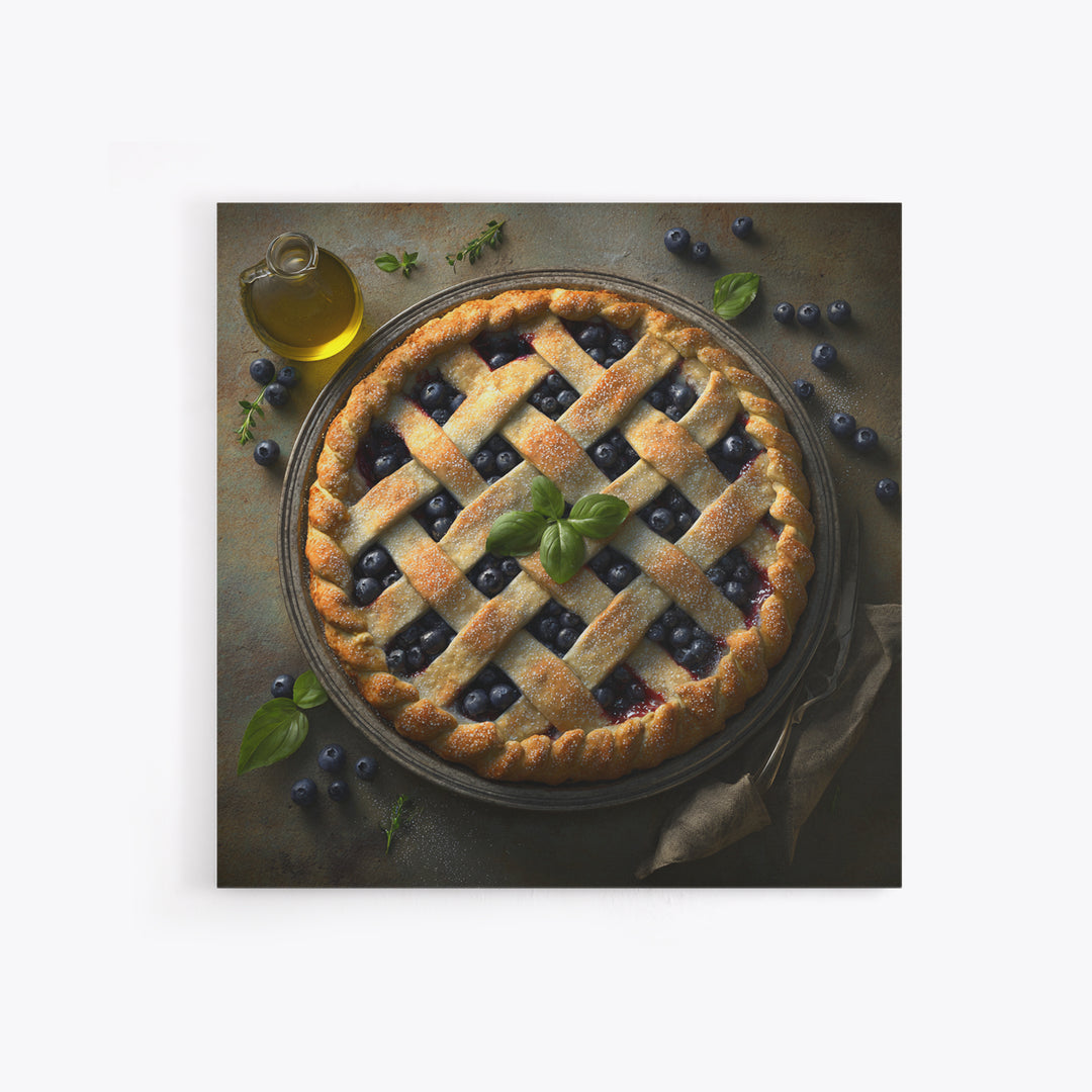 Blueberry Galette with Rustic Farmhouse Texture Canvas Print, Bakery Art, Fine Art Print, Bakery Decor, Fine Art, Patisserie, BAK-1x1-95