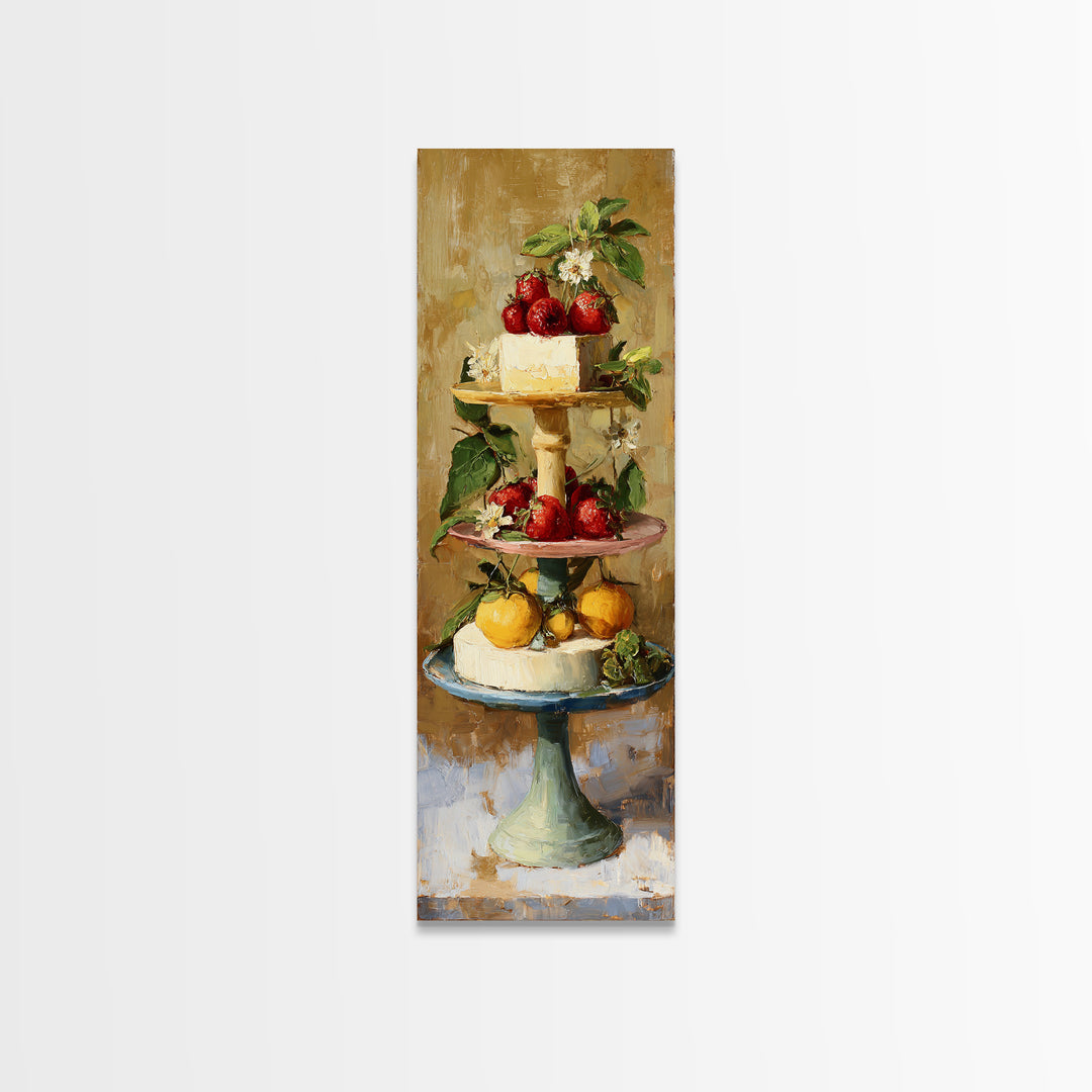 Pastel Cake Stand Canvas Print, Bakery Art, Kitchen Art, Bakery Decor, Patisserie, Neutral Wall Art, Aesthetic Wall Art, BAK-1x3-25