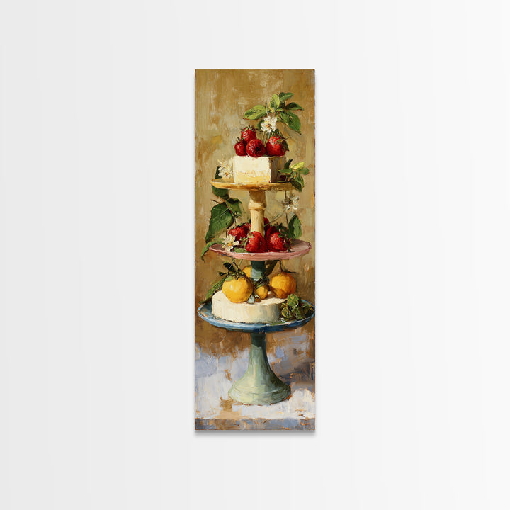 Pastel Cake Stand Canvas Print, Bakery Art, Kitchen Art, Bakery Decor, Patisserie, Neutral Wall Art, Aesthetic Wall Art, BAK-1x3-25