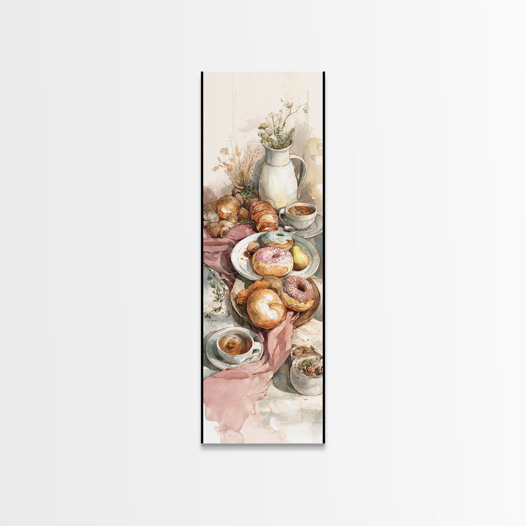Whimsical Donut Assortment Framed Canvas Print, Bakery Art, Wall Art, Bakery Decor, Oil Painting, Patisserie, BAK-1x3-45
