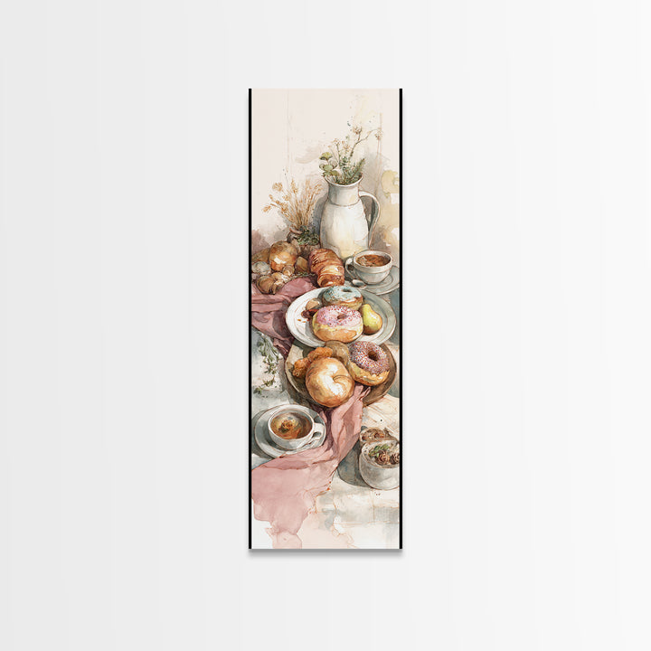 Whimsical Donut Assortment Framed Canvas Print, Bakery Art, Wall Art, Bakery Decor, Oil Painting, Patisserie, BAK-1x3-45