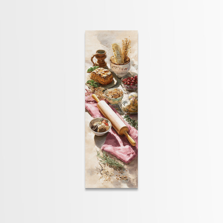 Patisserie Pattern of Rolling Pins and Pastries Canvas Print, Bakery Art, Bakery Decor, Abstract Art, Patisserie, BAK-1x3-57