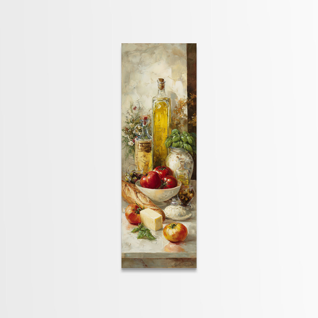Baguette and Butter Still Life on Marble Canvas Print, Bakery Art, Digital Download Art, Bakery Decor, Fine Art, Patisserie, BAK-1x3-68