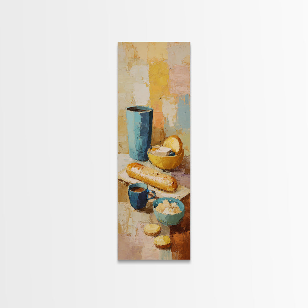 Painterly Eclair and Coffee Still Life Canvas Print, Bakery Art, Kitchen Art Print, Bakery Decor, Fine Art, Patisserie, BAK-1x3-72