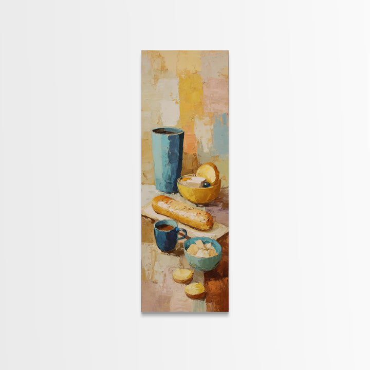 Painterly Eclair and Coffee Still Life Canvas Print, Bakery Art, Kitchen Art Print, Bakery Decor, Fine Art, Patisserie, BAK-1x3-72