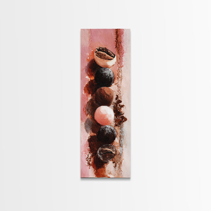 Chocolate Truffle Still Life Framed Canvas Print, Bakery Art, Fine Art, Bakery Decor, Patisserie, Textured Painting, BAK-1x3-79