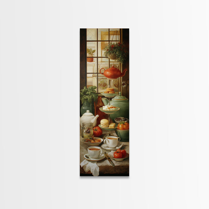 Tea and Scone Arrangement Framed Canvas Print, Bakery Art, Neutral Wall Art, Bakery Decor, Patisserie, Statement Artwork, BAK-1x3-80