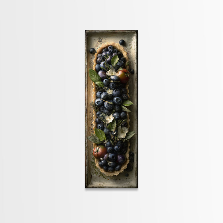 Blueberry Galette with Rustic Farmhouse Texture Framed Canvas Print, Bakery Art, Kids Art, Bakery Decor, Fine Art, Patisserie, BAK-1x3-83