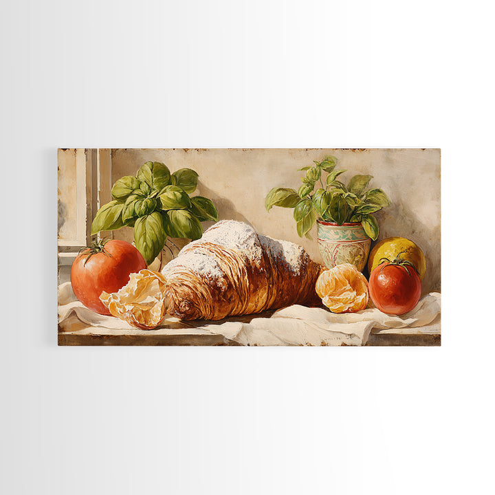 Almond Croissant Closeup Framed Canvas Print, Bakery Art, Kitchen Art Print, Bakery Decor, Fine Art, Patisserie, Modern Decor, BAK-2x1-11