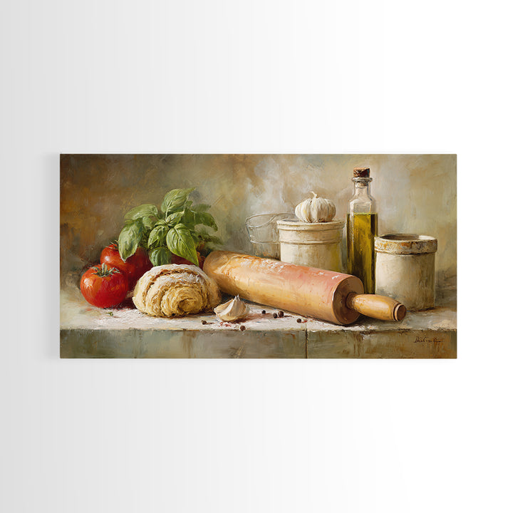 Patisserie Pattern of Rolling Pins and Pastries Canvas Print, Bakery Art, Kitchen Decor, Bakery Decor, Fine Art, Patisserie, BAK-2x1-17