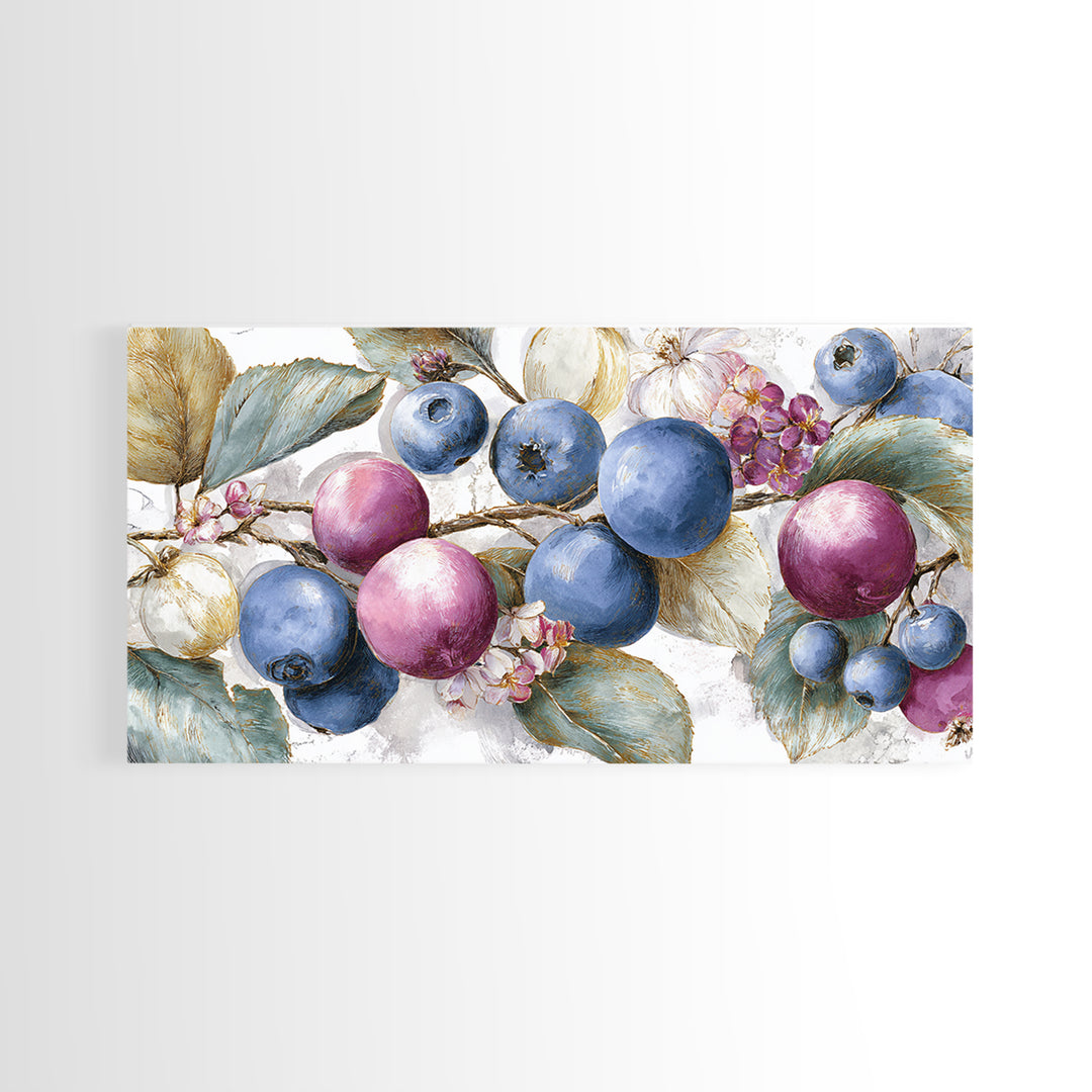 Blueberry Galette with Rustic Farmhouse Texture Framed Canvas Print, Bakery Art, Kids Art, Bakery Decor, Fine Art, Patisserie, BAK-2x1-19