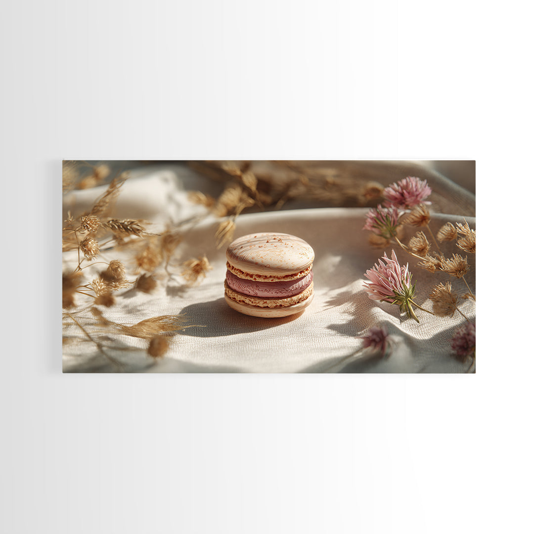 Single Perfect Macaron Tower Framed Canvas Print, Bakery Art, Printable Art, Bakery Decor, Watercolor Art, Patisserie, BAK-2x1-23