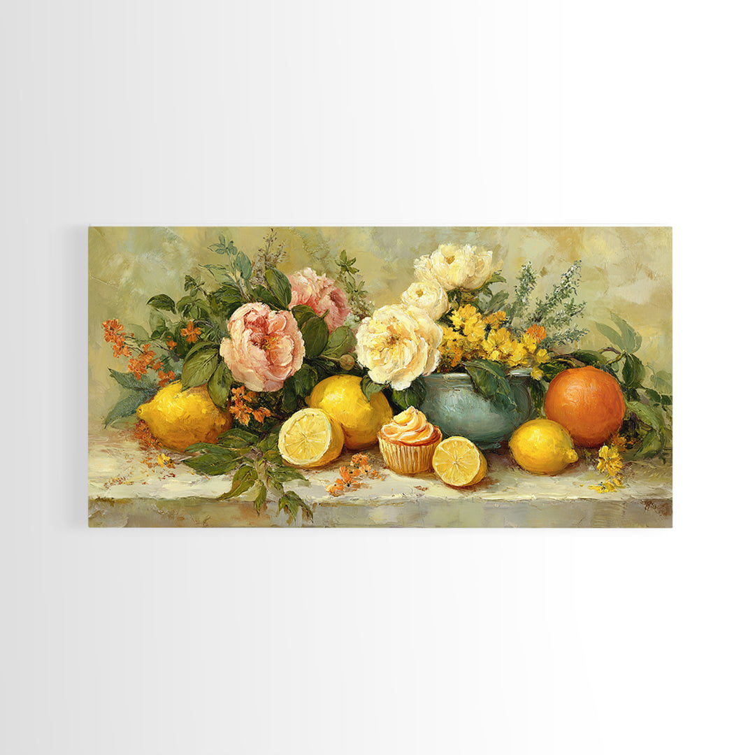 Cupcake Bouquet Painted Framed Canvas Print, Bakery Art, Kitchen Wall Decor, Bakery Decor, Patisserie, Whimsical Wall Art, BAK-2x1-3