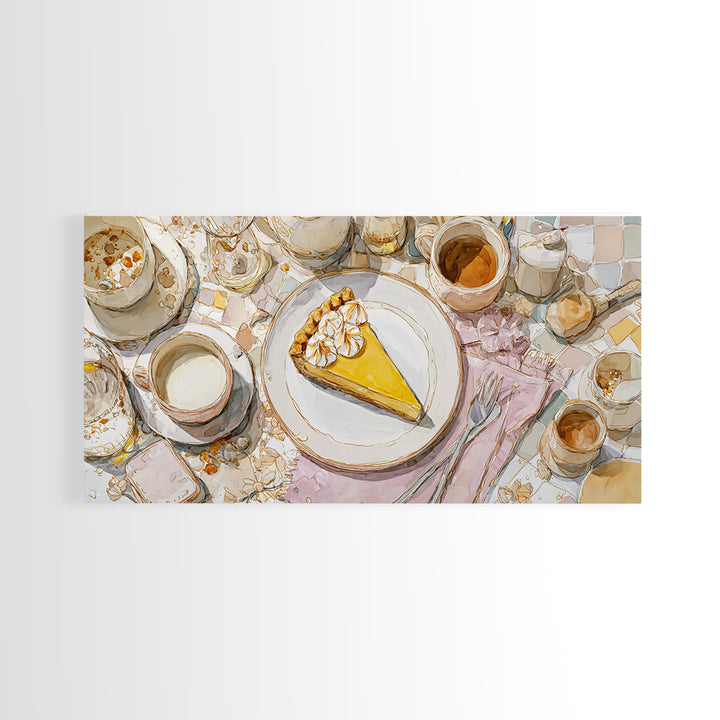 Lemon Meringue Pie Slice Canvas Print, Bakery Art, Art Print, Bakery Decor, Patisserie, Kitchen Print, Coffee Wall Art, BAK-2x1-54