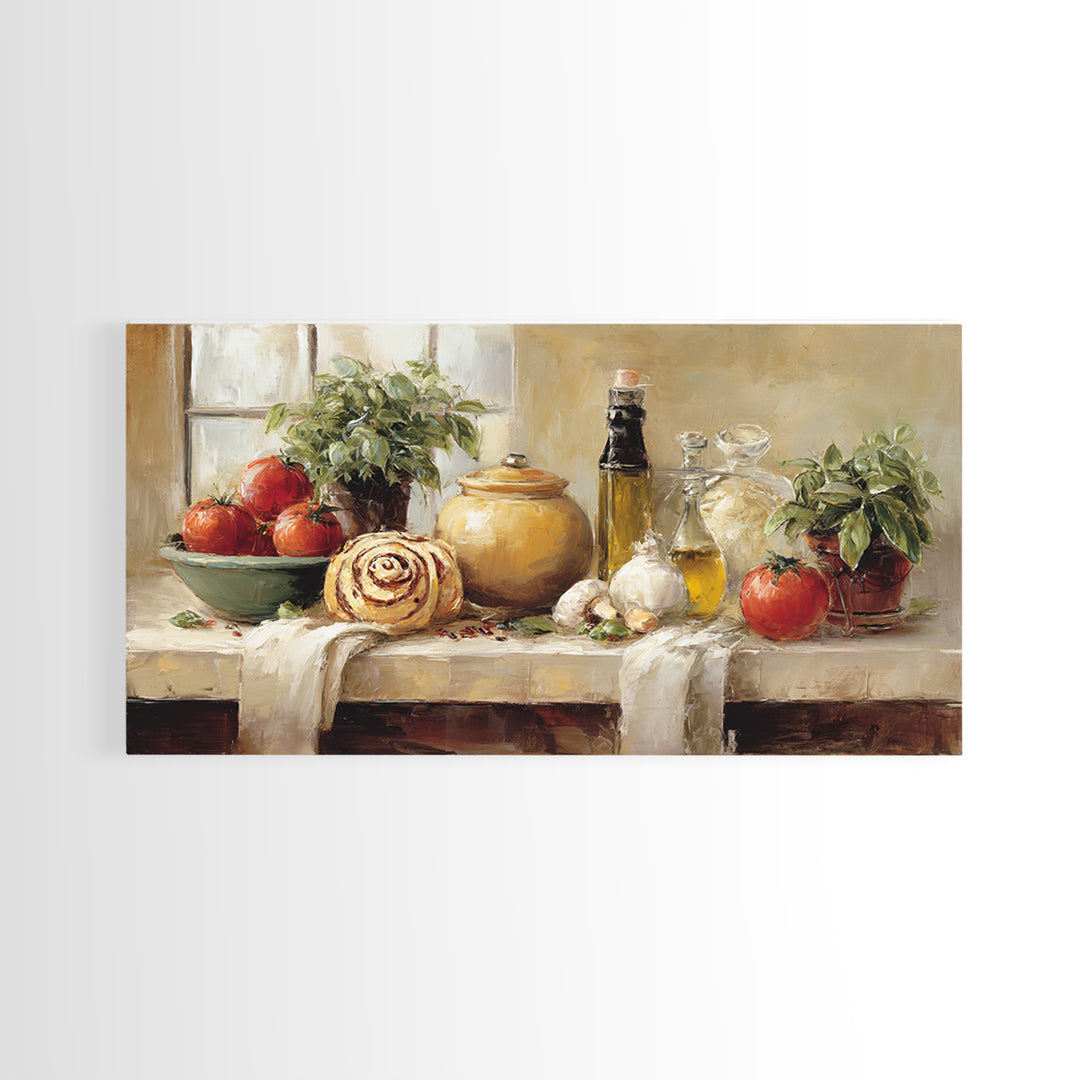 Cinnamon Rolls in a Warm Country Kitchen Framed Canvas Print, Bakery Art, Kitchen Print, Bakery Decor, Fine Art, Patisserie, BAK-2x1-55