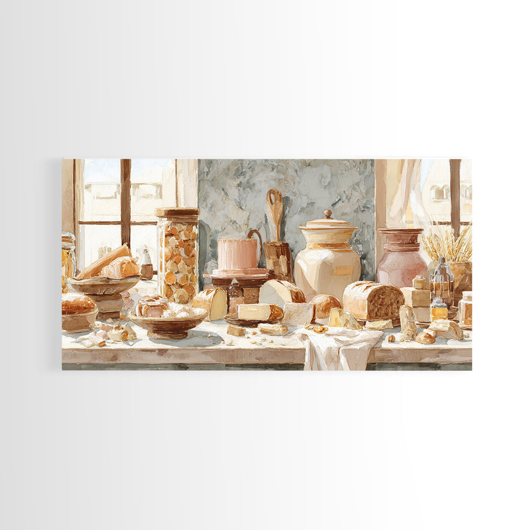 French Patisserie Window Display of Pastel Pastries Canvas Print, Bakery Art, Digital Print, Bakery Decor, Fine Art, Patisserie, BAK-2x1-70