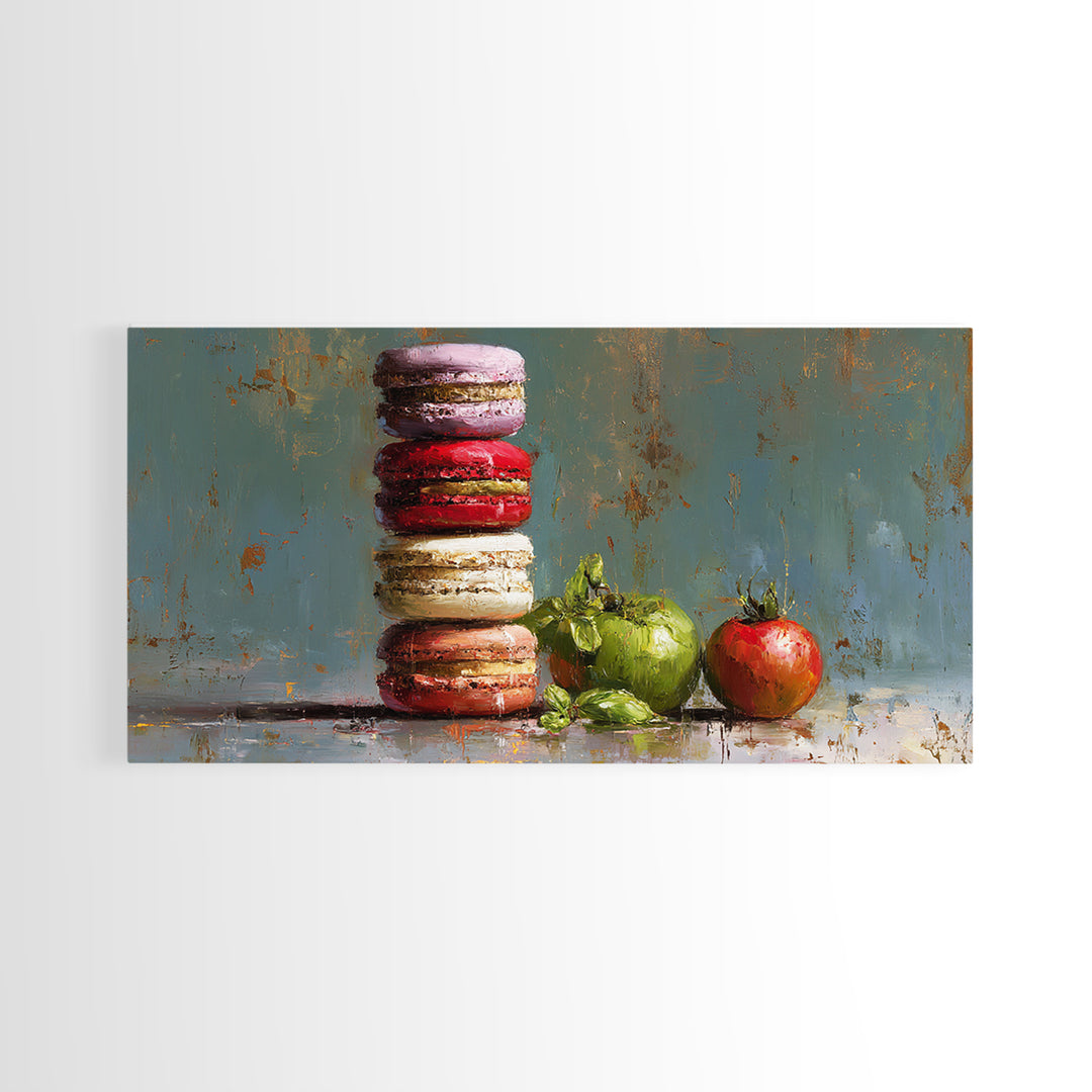 Single Perfect Macaron Tower Canvas Print, Bakery Art, French Wall Art, Bakery Decor, Abstract Art, Patisserie, Room Decor, BAK-2x1-71