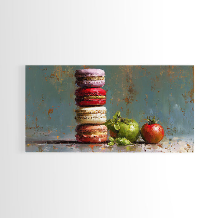 Single Perfect Macaron Tower Canvas Print, Bakery Art, French Wall Art, Bakery Decor, Abstract Art, Patisserie, Room Decor, BAK-2x1-71