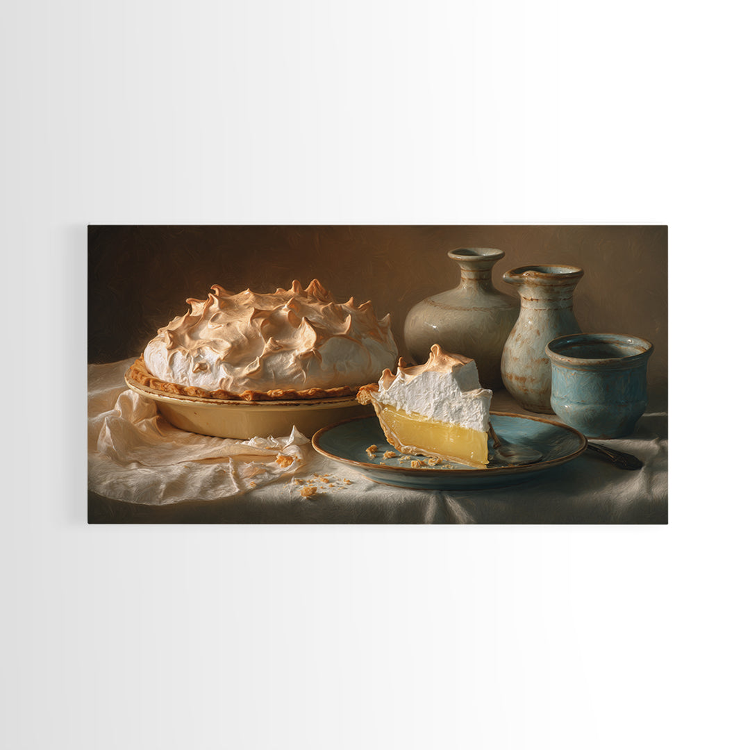 Lemon Meringue Pie Slice Canvas Print, Bakery Art, Art Print, Bakery Decor, Patisserie, Kitchen Print, Coffee Wall Art, BAK-2x1-78
