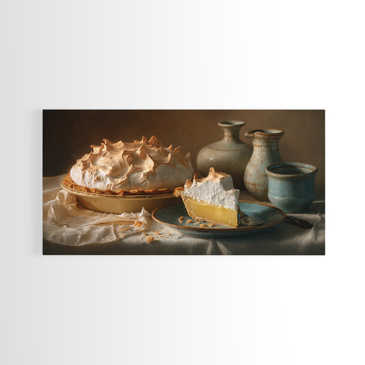 Lemon Meringue Pie Slice Canvas Print, Bakery Art, Art Print, Bakery Decor, Patisserie, Kitchen Print, Coffee Wall Art, BAK-2x1-78