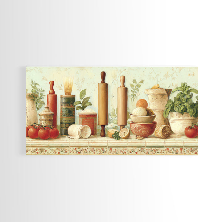 Patisserie Pattern of Rolling Pins and Pastries Canvas Print, Bakery Art, Coffee Wall Art, Bakery Decor, Fine Art, Patisserie, BAK-2x1-89