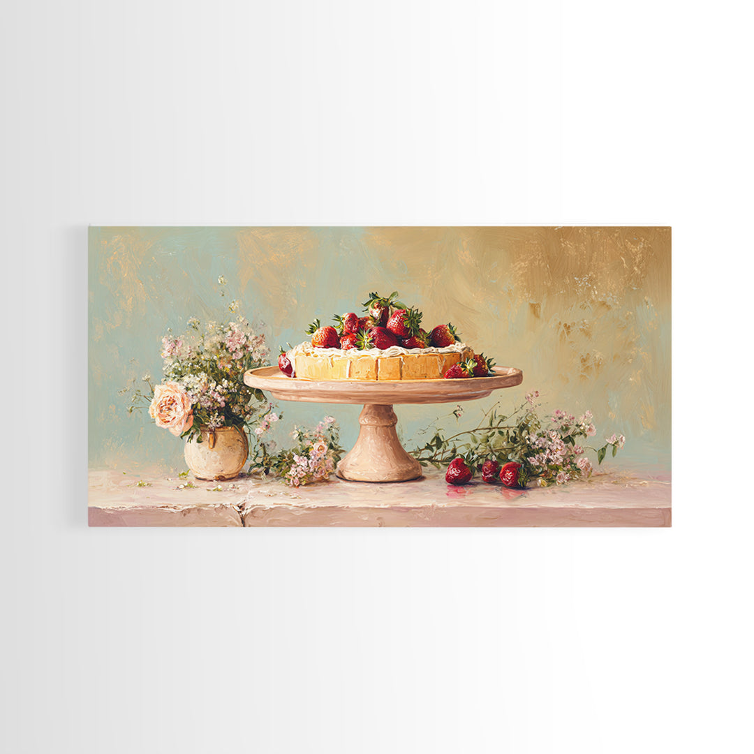 Pastel Cake Stand Framed Canvas Print, Bakery Art, Art Print, Bakery Decor, Patisserie, Kitchen Print, Coffee Wall Art, BAK-2x1-9