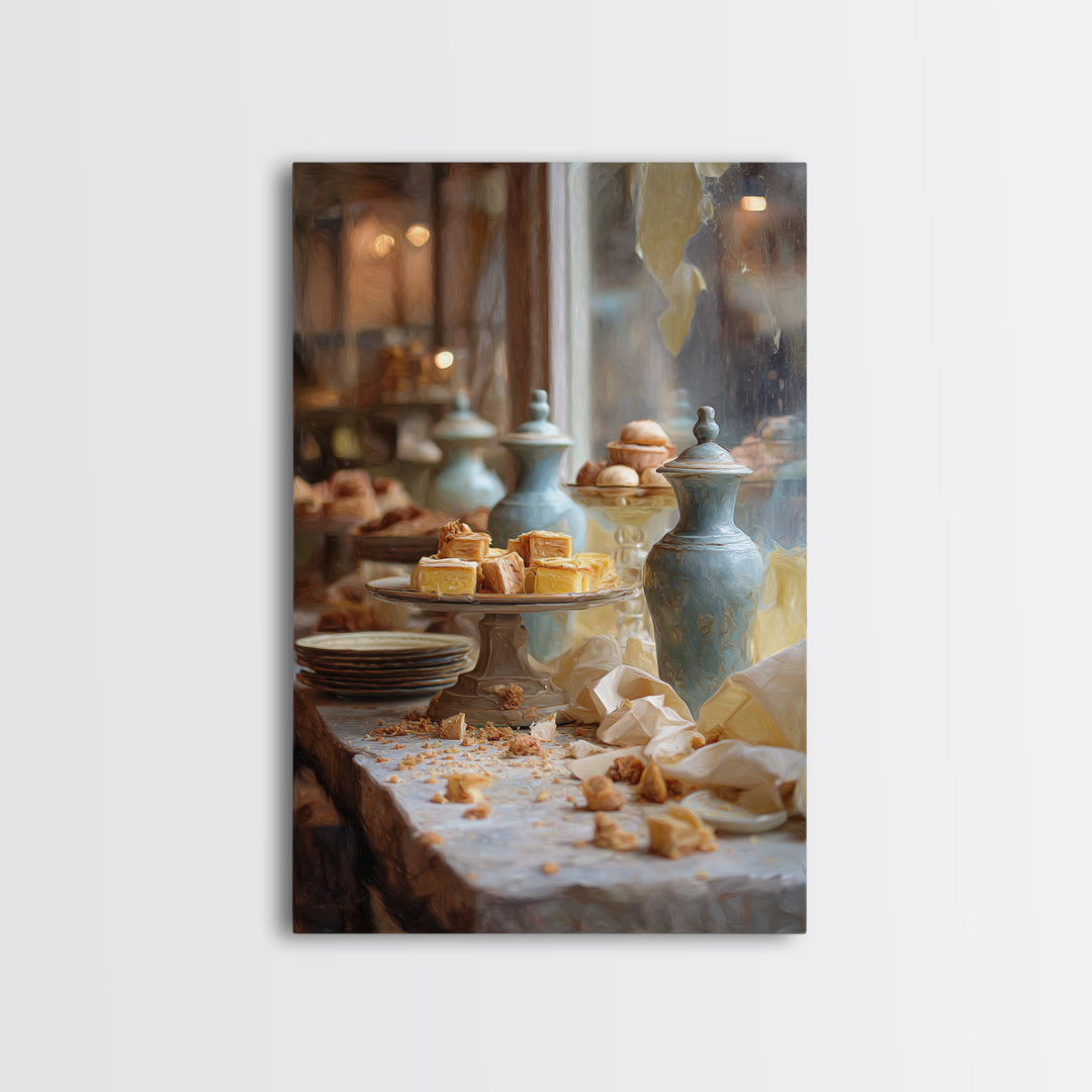 French Patisserie Window Display of Pastel Pastries Canvas Print, Bakery Art, Contemporary Art, Bakery Decor, Patisserie, BAK-2x3-10